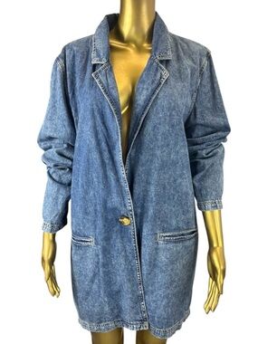 We The Free Oversized Denim Jacket Blazer Relaxed Fit Layering Piece WMS Sz S